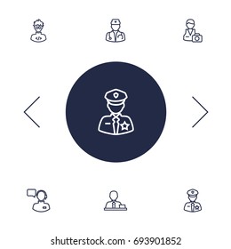 Set Of 6 Professions Outline Icons Set.Collection Of Manager, Programmer, Policeman And Other Elements.