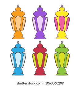 Set of 6 Ramadan Lanterns - Flat style design - Happy Ramadan - isolated