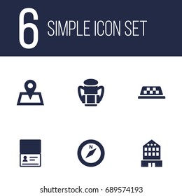 Set Of 6 Relax Icons Set.Collection Of Building, Rucksack, Citizenship And Other Elements.