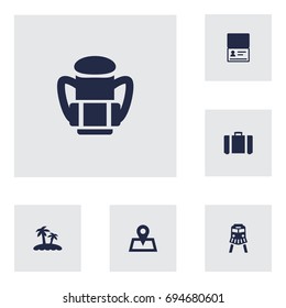 Set Of 6 Relax Icons Set.Collection Of Citizenship, Location, Tram And Other Elements.