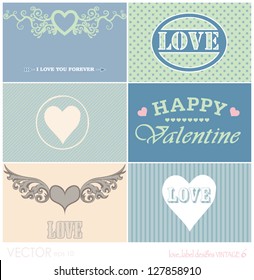 Set of 6 retro designs for scrap booking and design projects, all elements on separate layers for easy adjustments.