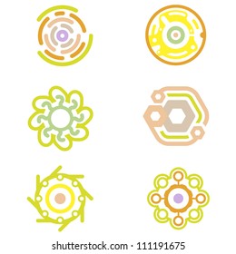 Set of 6 Rotated Vector Shapes for Logo Design. Isolated Elements