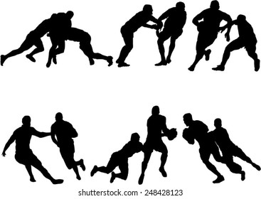 The set of 6 Rugby silhouette