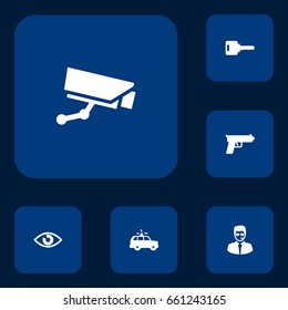 Set Of 6 Safety Icons Set.Collection Of Camera, Open, Shot And Other Elements.