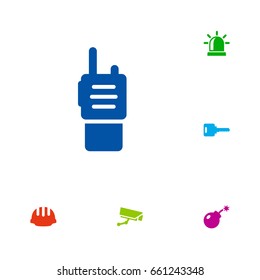 Set Of 6 Safety Icons Set.Collection Of Hardhat, Remote, Alarm And Other Elements.