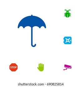 Set Of 6 Safety Icons Set.Collection Of Strongbox, Sign, Insurance And Other Elements.