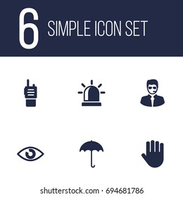 Set Of 6 Safety Icons Set.Collection Of Insurance, Look, Alarm And Other Elements.