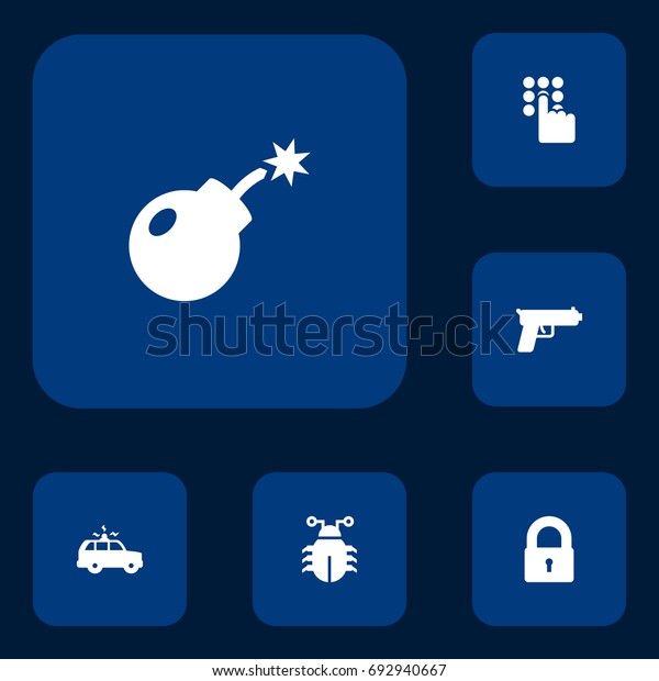 Set Of 6 Safety Icons Set.Collection Of Virus,\
Shot, Key And Other\
Elements.