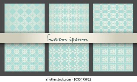 Set of 6 Seamless elegant classic Ornamental patterns. Vector. 
