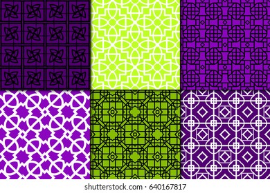 set of 6 Seamless geometric ornament. vector illustration. for invitation, background, wallpaper