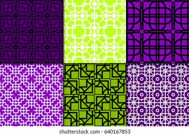 set of 6 Seamless geometric ornament. vector illustration. for invitation, background, wallpaper