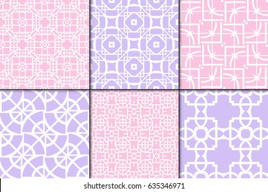 set of 6 seamless geometric pattern. vector illustration. forwrapping, printing, wallpaper, fabric