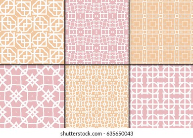 set of 6 seamless geometric pattern. vector illustration. forwrapping, printing, wallpaper, fabric