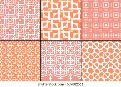 set of 6 seamless geometric pattern. vector illustration. For wrapping, printing