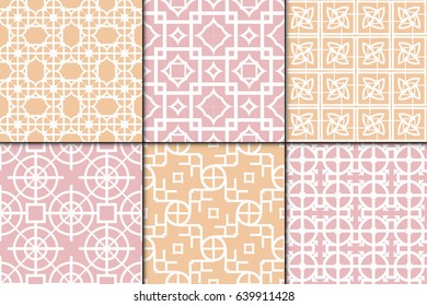 set of 6 seamless geometric pattern. vector illustration. For wrapping, printing