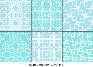 set of 6 seamless geometric pattern. vector illustration. For wrapping, printing