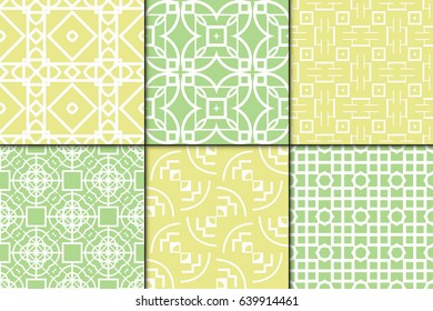 set of 6 seamless geometric pattern. vector illustration. For wrapping, printing