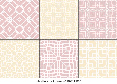 set of 6 seamless geometric pattern. vector illustration. For wrapping, printing