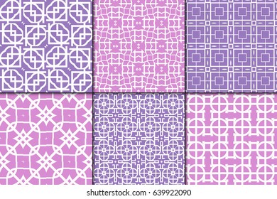 set of 6 seamless geometric pattern. vector illustration. For wrapping, printing