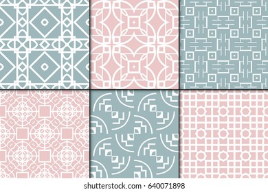 set of 6 seamless geometric pattern. vector illustration. For wrapping, printing