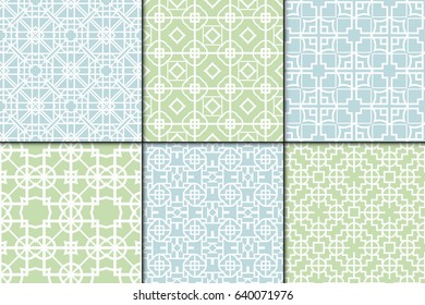 set of 6 seamless geometric pattern. vector illustration. For wrapping, printing