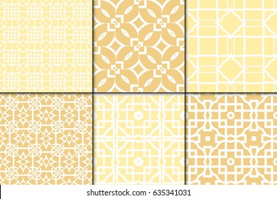 set of 6 seamless geometric patterns . Texture for invitations, design wallpaper, pattern fills, . Vector illustration.