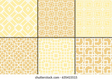 set of 6 seamless geometric patterns . Texture for invitations, design wallpaper, pattern fills, . Vector illustration.