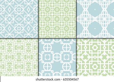 set of 6 seamless geometric patterns . Texture for invitations, design wallpaper, pattern fills, . Vector illustration.