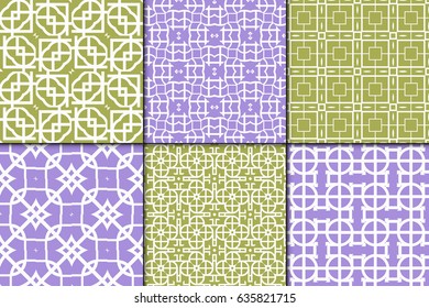 set of 6 seamless geometric patterns . Texture for invitations, design wallpaper, pattern fills, . Vector illustration.