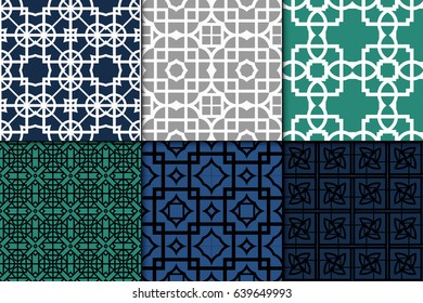 set of 6 seamless geometric patterns. Texture for holiday cards, invitations, design wallpaper