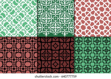 set of 6 seamless geometric patterns. Texture for holiday cards, invitations, design wallpaper