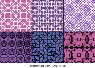 set of 6 seamless geometric patterns. Texture for holiday cards, invitations, design wallpaper