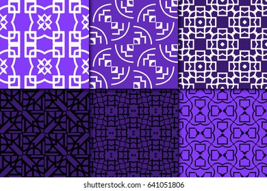 set of 6 seamless geometric patterns. Texture for holiday cards, invitations, design wallpaper