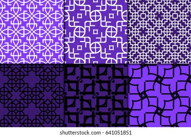 set of 6 seamless geometric patterns. Texture for holiday cards, invitations, design wallpaper