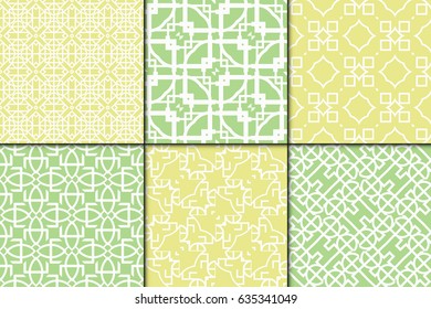 set of 6 Seamless geometrical pattern. vector illustration. For wallpaper, background , wrapping, card. Ethnic ornament