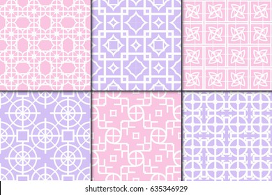 set of 6 Seamless geometrical pattern. vector illustration. For wallpaper, background , wrapping, card. Ethnic ornament