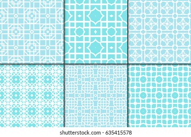 set of 6 Seamless geometrical pattern. vector illustration. For wallpaper, background , wrapping, card. Ethnic ornament