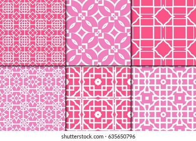 set of 6 Seamless geometrical pattern. vector illustration. For wallpaper, background , wrapping, card. Ethnic ornament