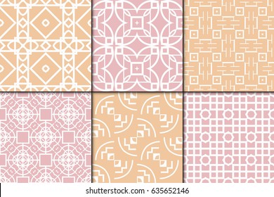 set of 6 Seamless geometrical pattern. vector illustration. For wallpaper, background , wrapping, card. Ethnic ornament