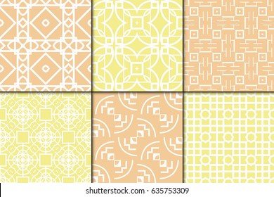 set of 6 Seamless geometrical pattern. vector illustration. For wallpaper, background , wrapping, card. Ethnic ornament