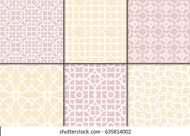 set of 6 Seamless geometrical pattern. vector illustration. For wallpaper, background , wrapping, card. Ethnic ornament