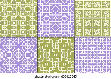 set of 6 Seamless geometrical pattern. vector illustration. For wallpaper, background , wrapping, card. Ethnic ornament
