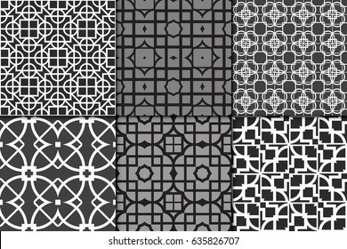 set of 6 Seamless geometrical pattern. vector illustration. For wallpaper, background , wrapping, card. Ethnic ornament