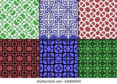 set of 6 Seamless geometrical pattern. vector illustration. For design, wallpaper, background fills, wrapping