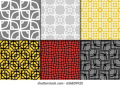 set of 6 Seamless geometrical pattern. vector illustration. For design, wallpaper, background fills, wrapping