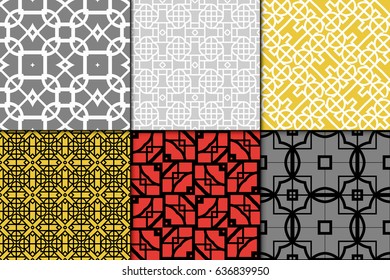 set of 6 Seamless geometrical pattern. vector illustration. For design, wallpaper, background fills, wrapping