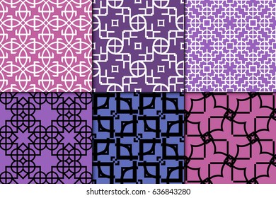 set of 6 Seamless geometrical pattern. vector illustration. For design, wallpaper, background fills, wrapping