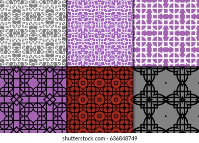 set of 6 Seamless geometrical pattern. vector illustration. For design, wallpaper, background fills, wrapping