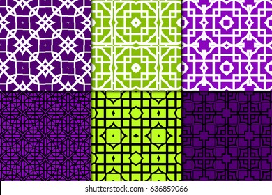 set of 6 Seamless geometrical pattern. vector illustration. For design, wallpaper, background fills, wrapping