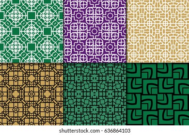 set of 6 Seamless geometrical pattern. vector illustration. For design, wallpaper, background fills, wrapping